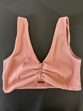 Lehua Lole Scrunched Sports Bra Top in Rose Pink, XS-S